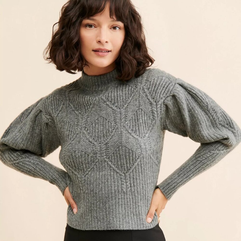 ASTR the Label Puff-Sleeve Turtleneck Knit Sweater (size S)